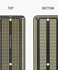 Top and bottom view of Large Solderable Breadboard Prototype Board For DIY Electronics Projects Hookup Friendly Compatible With Arduino ESP8266 NodeMCU MCUs Gold Plated Matte Black 3 Pack