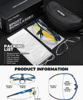 Photochromic Cycling Sunglasses For Men And Women With UV Protection TR90 Frame In Navy Auto Tint Lenses packaging and accessories