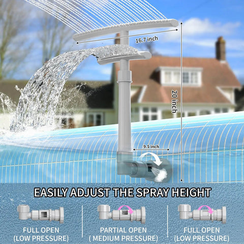 Image of a Dual Layer Pool Fountain For Above Ground And Inground Pools With Hyperbolic Water Arcs Delivers 3x Water Volume 2x Cooling Coverage Cools By