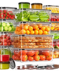 36 Piece Plastic Food Storage Containers With Lids For Pantry And Kitchen Organization A Must Have BPA Free Leak Proof Set displayed
