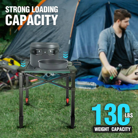 Portable Folding Camping Square Table With Carry Bag Ultralight Aluminum Construction Adjustable Height Ideal For Outdoor Adventures