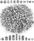350 Pcs Silver Spacer Beads For Jewelry Making Bulk Mixed Styles Metal Beads For Bracelets Necklaces And Earrings