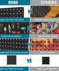 Comparison of Heavy Duty Steel Pegboard Panels Pack Of 4 12x12 Inches Black and other types showing features like size and durability.