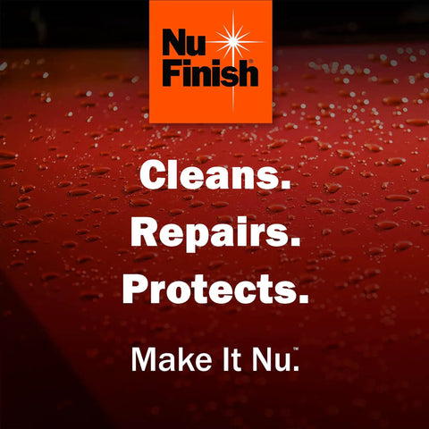 Two Piece Exterior Car Care Kit That Buffs Out Scratches And Delivers A Showroom Shine With Scratch Doctor Clear Coat Scratch Remover And Once A Year Car Polish - cleans, repairs, and protects with Nu Finish logo