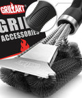 Heavy Duty Grill Brush And Scraper For Gas And Charcoal Grills With Triple Scrubbers And Safe Wire Bristles Ergonomic Handle