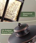 Close-up of Low Voltage Pathway Lights Set with hammered glass and oil-rubbed bronze finish.