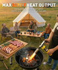 Outdoor cooking with Propane Torch Gun With Adjustable Flame for searing and BBQ, showcasing max 3272°F heat output.