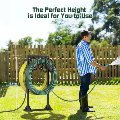 Heavy Duty Garden Hose Holder For Two 151 Foot Hoses With Stable Freestanding Base Rustproof Metal Hose Stand