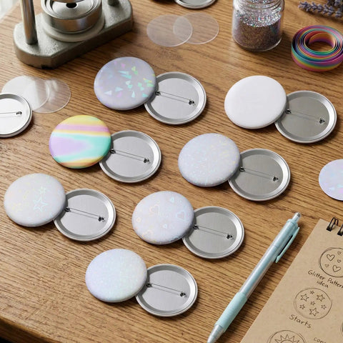 160 Pcs Colorful Holographic Badge Film For Button Makers 58mm Two And A Quarter Inch Glittery Protective Films with 8 styles