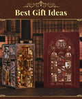 DIY Miniature Book Nook Kit With 3D Wooden Puzzle, LED Light Bookend Insert For Bookshelf Decor, Abbey Library Scene