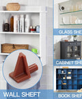 Straight Up Heavy Duty Brown Plastic Shelf Pegs 20 Count Offering Five Millimeter Diameter And Eight Millimeter Length For Bookcase Cabinet Hardware Plus Cupboard Shelves No Sweat Setup in use with shelves.