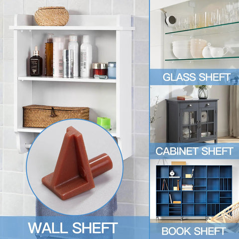 Straight Up Heavy Duty Brown Plastic Shelf Pegs 20 Count Offering Five Millimeter Diameter And Eight Millimeter Length For Bookcase Cabinet Hardware Plus Cupboard Shelves No Sweat Setup in use with shelves.