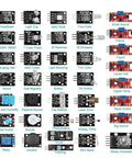 Dope Thirty Seven Sensor Starter Kit for Arduino and Raspberry Pi showing various sensor modules for 37-in-one robot projects.
