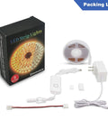 Under Cabinet LED Lighting Kit With Sixteen Point Four Foot Dimmable Tape Light 1050 Lumen Super Bright Warm White 3000K 2835 SMD LEDs Ten Level Dimming Ideal For Kitchen Cabinets Shelves Counters And Bedroom Decor packaging including LED strip, remote, and power adapter