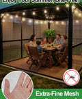 People dining on patio with pavilion covered by 10X20Ft PP Nanocomposite Garden Netting Keeps Bugs Out Mosquito Net For Patio Balcony.