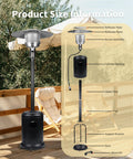 Powerful 50,000 BTU Propane Patio Heater On Wheels For Backyard Hangouts And Outdoor Dining in wooden patio setting