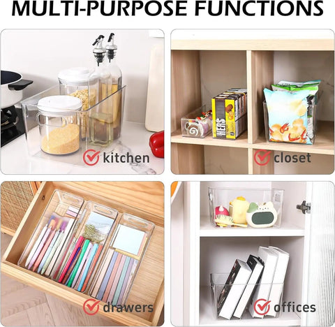 Total Game Changer Clear Plastic Storage Bins Eight Pack Of See Through Pantry Organizers And Fridge Containers used in kitchen, closet, drawers, and offices.