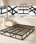 Queen Box Spring With Upholstered Fabric Cover High Profile Heavy Duty Metal Frame showing strong support structure and easy installation.