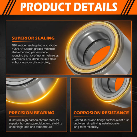 Front Wheel Bearing For Toyota 4Runner Sequoia Tacoma Tundra 1995 To 2004 And 1996 To 2002 Front Left Or Right Replacement Part 517011
