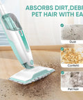 Steam mop cleaning dirt, confetti, and pet hair with Six Pack Replacement Pads For Shark S1000 S1000A S1000WM S1200 And S2001.