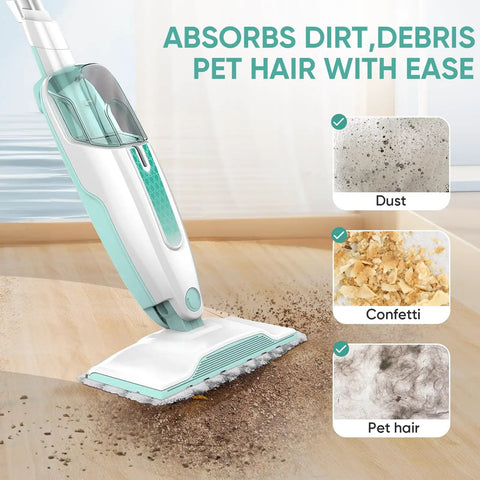 Steam mop cleaning dirt, confetti, and pet hair with Six Pack Replacement Pads For Shark S1000 S1000A S1000WM S1200 And S2001.