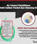 PatchWorm Multi Caliber Pocket Gun Cleaning Kit For.20 To.50 Calibers, Ultra Portable Pocket Field Kit package with coiled rod