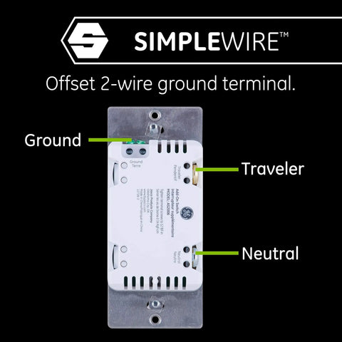 Back view of Z Wave Smart Toggle Light Switch With Quickfit And Simplewire Tech Makes Install A Breeze And Super Reliable