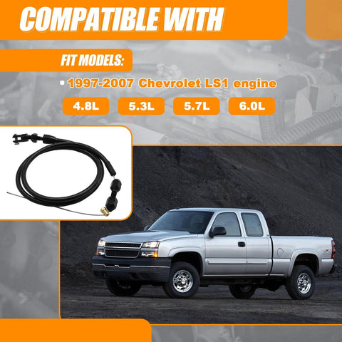 Beefed Up 36 Inch Stainless Braided Throttle Cable For LS1 Engines Chevy 1997 2007 Fits 4.8L 5.3L 5.7L 6.0L LS Swaps Black
