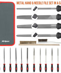 18 Piece Metal Hand And Needle File Set Kit With T12 Carbon Steel Files for Wood Metal Crafts in zip case and brushes visible