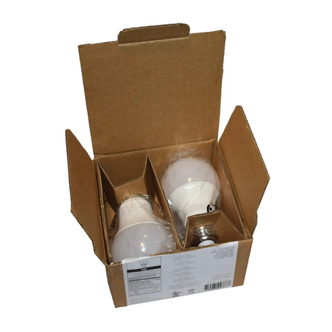 Two energy efficient 9W LED light bulbs that deliver 60W brightness with E26 base soft white 2700K non dimmable long lasting 10000 hour bundle