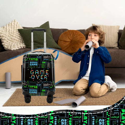 Kids 16 Inch Travel Suitcase Set With Smooth Rolling Spinner Wheels For Boys Carry On Hard Shell Luggage Airline Approved