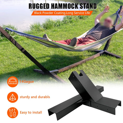 Heavy Duty Hammock Stand Kit With DIY Brackets For 4x4 Lumber, 14GA Steel, 500 Lbs Capacity, Powder Coated Finish, 1 Pair, Wood Posts Not Included, Outdoor Ready And Weatherproof For Your Yard