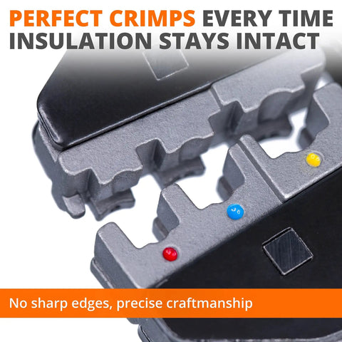 Ratcheting Crimping Tool Set Five Piece for Heat Shrink Connectors Nylon Non Insulated Ferrule Terminals Pro Grade Wire Crimper Kit for Easy Clean Crimps