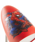 Spiderman Switch Operated LED Desk Lamp With USB Charging Outlet For Kids featuring comic graphics on red shade