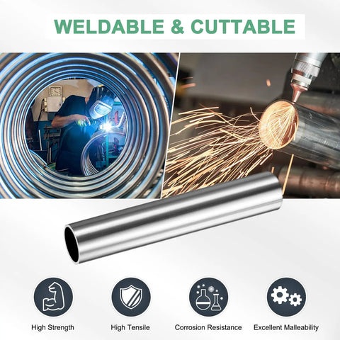 Two Pack 150mm Seamless 304 Stainless Steel Tubing 30mm OD 1.5mm Wall for construction with welding and cutting illustrations