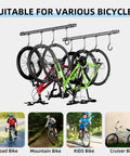 Ceiling Mounted Bike Rack for Garage Heavy Duty Indoor Metal Bike Hanger With 8 Adjustable Hooks That Holds Four To Eight Bikes Space Saving Ceiling Storage for Bikes in Garage or Basement 2 Piece Set