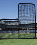 Beefy Steel Frame Baseball L Net Protective Screen for Batting Cages and Field Practice, 7 Foot Wide by 7 Foot High on field.