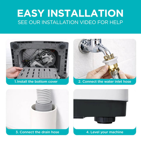 Easy installation steps for the Compact Portable Washer That Hits Different With 0.9 Cubic Feet Capacity.