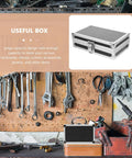 Kick Ass Aluminum Tool Case With Secure Latch And Comfy Carry Handle For Holding Down Your Cables Power Tools And Job Site Gear Zero Hassle Storage For The Daily Grind And Weekend Build on a workbench.