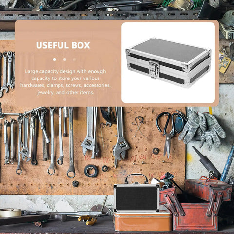 Kick Ass Aluminum Tool Case With Secure Latch And Comfy Carry Handle For Holding Down Your Cables Power Tools And Job Site Gear Zero Hassle Storage For The Daily Grind And Weekend Build on a workbench.