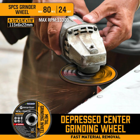 Heavy Duty 30 Pack Angle Grinder Wheel Set For 4-1/2 Inch Grinders in use on metal surface