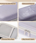 Close-up of the Purple Peptide Case For Fridge And Travel With EVA Vial Organizer showing material and zipper details