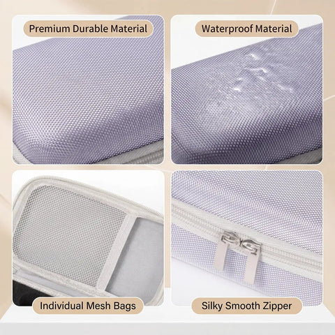 Close-up of the Purple Peptide Case For Fridge And Travel With EVA Vial Organizer showing material and zipper details