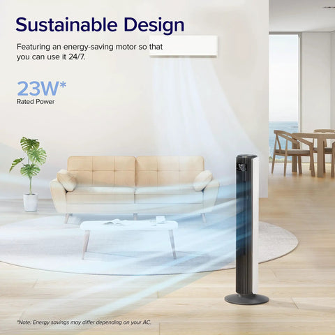 Smooth Operator Tower Fan With Slick Remote And Strong Airflow For Big Rooms Plus Buttery Quiet 12 Speed Settings With Chill 12 Hour Timer And Easy Up Down Angling For Refreshing Summer Breezes Indoors