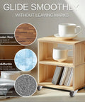 Wooden cabinet on 4 Pack 1 Inch Small Rigid Caster Wheels Low Profile Fixed Casters for furniture mounting