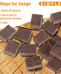 64 Mini Square Natural Pine Fire Starters For BBQ And Campfire with usage instructions