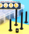 M6 Hex Socket Head Screws Bolts Barrel Nuts Hardware Kit Black Zinc Coated 140 Piece Assortment For Cribs Baby Beds