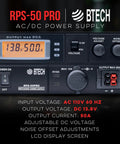 Front panel of Beefy 50A Regulated Bench Power Supply With AC-DC Conversion, showing 13.8V and 50A display and adjustment knobs.
