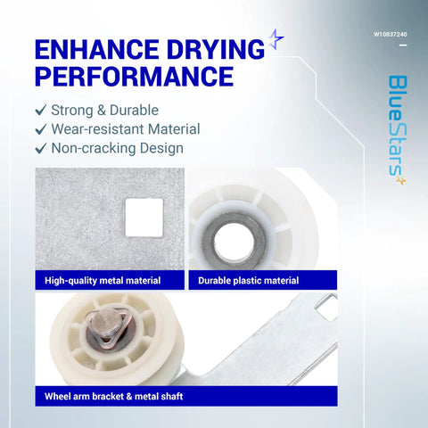 Beefy Dryer Idler Pulley With Bracket W10837240 material and design for Whirlpool and Kenmore dryers