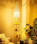 Boho Bedroom Pendant Light With Plug In Cord And Switch Macrame Lampshade And Hanging Planter Holder Space Saving Hanging Shelf Lighting